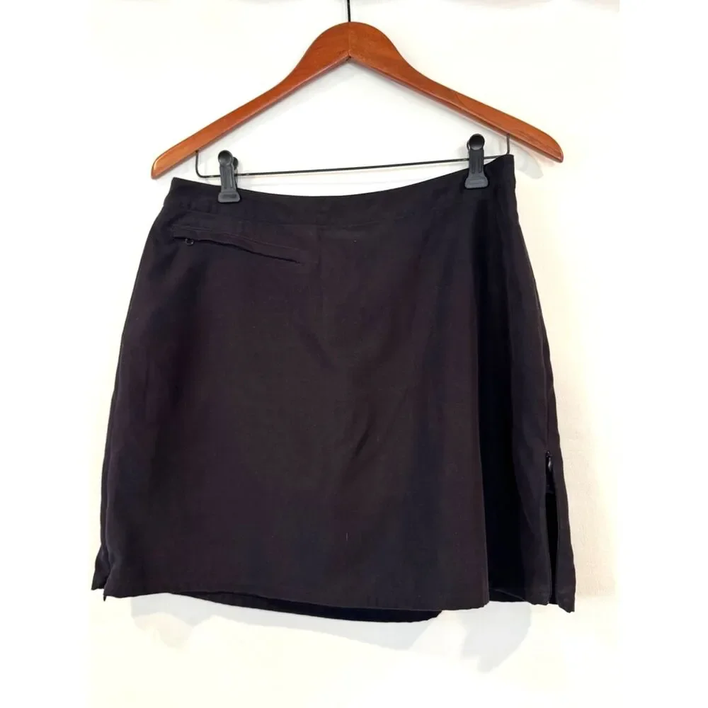 Patagonia Duway Black Activewear Skort Size 10 Zip Pocket Mini Golf